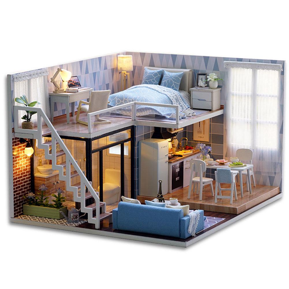 Doll Houses Miniature Hand-assembled Furniture Kit For Children Wooden Developmental DIY Toys Christmas Gift