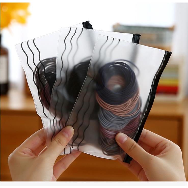 Túi 100 Chun Buộc Tóc Nhiều Màu - 100 Thun Cột Tóc Trơn Kèm Túi Đựng Khóa Zip