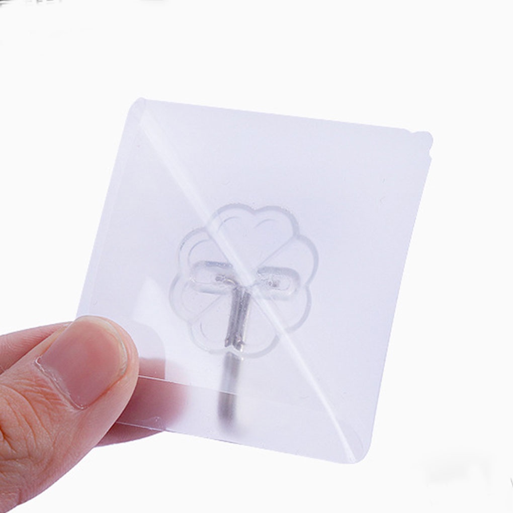 6Pcs Adhesive Hooks Kitchen Wall Hanger Transparent Removable Adhesive Hanger Reusable Wall Hooks【Huiteni】