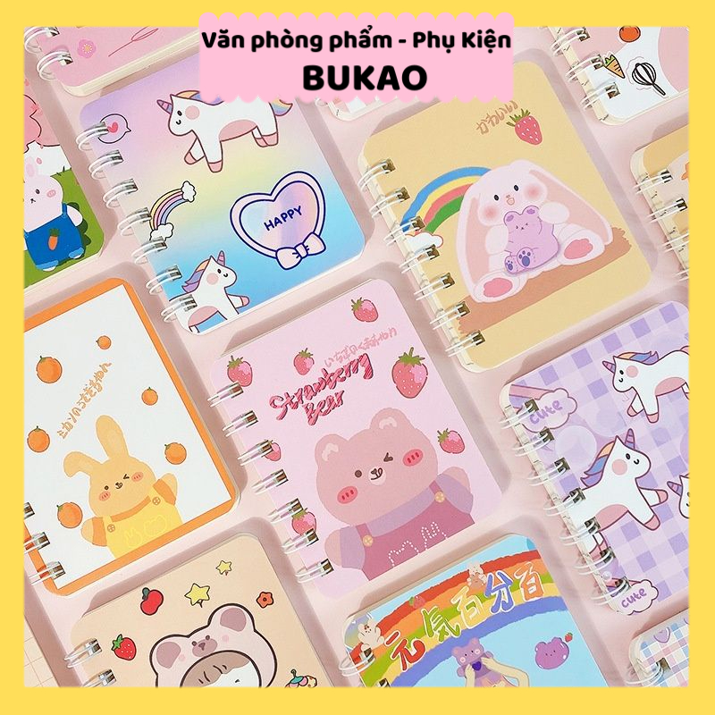 Z0433  Sổ Tay Lò Xo Trendy Ins Mẫu Mới A7 Nhiều Màu Sắc Cute Ghi Chú Tiện Lợi Bỏ Túi Bukao