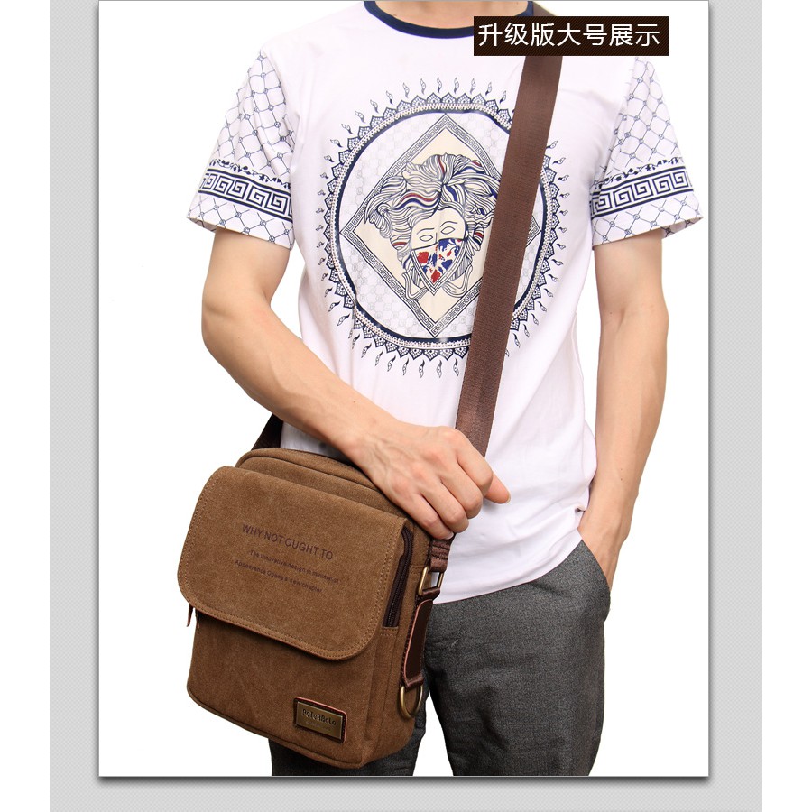 Túi vải đeo chéo thời trang vintage cá tính cho nam | BigBuy360 - bigbuy360.vn
