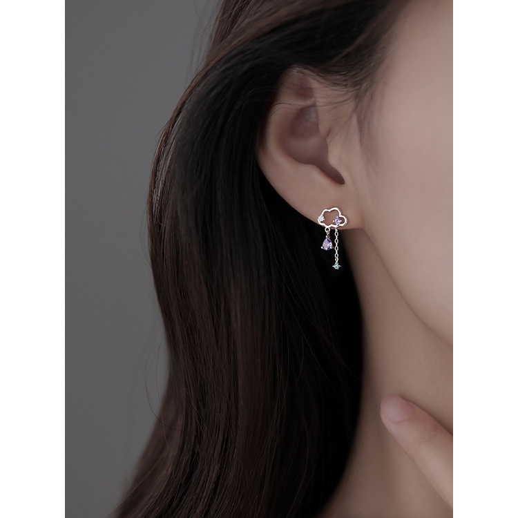 Nzjr Đôi Bông Tai Mạ Bạc 925 Hình Đám Mây Thời Trang Sang Trọng