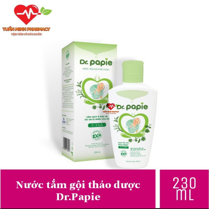 Nước tắm gội thảo dược Dr.Papie cho bé (chai 230ml)