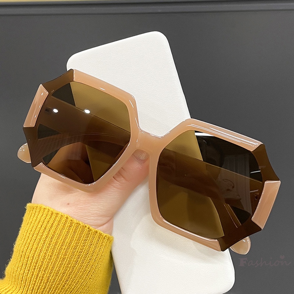 Kính Mát Oversize Chống Lóa Tròng Đa Giác Cho Nữ