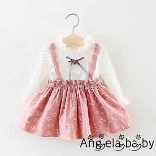 ⓗღ✯Baby Girl Printed Cute Bow Suspender Dress