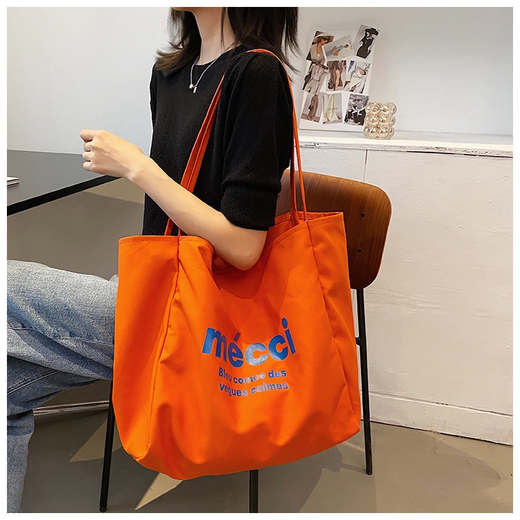 Túi Xách Canvas Cỡ Lớn In Chữ Phong Cách Nhật Bản