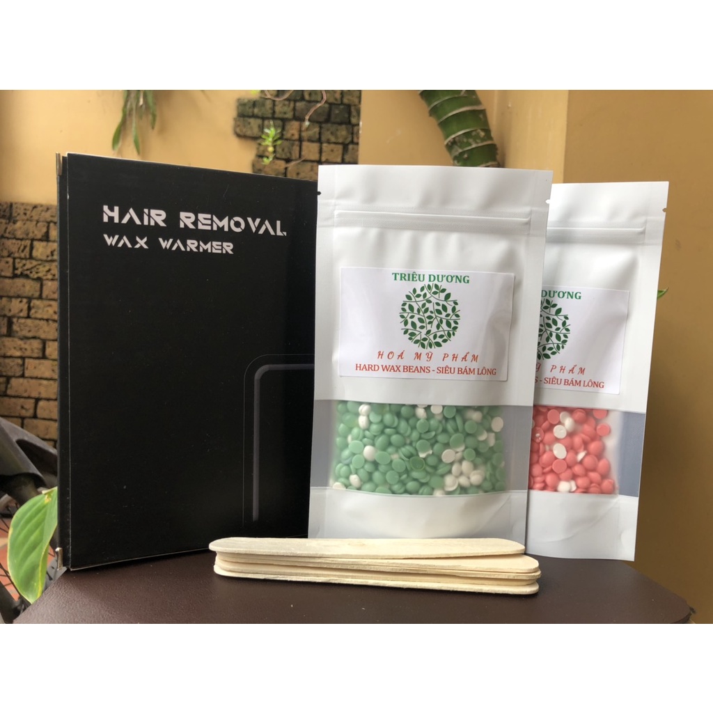 COMBO WAX LÔNG : NỒI SÁP CHỐNG DÍNH + 200gr SÁP + 50ML MỠ TRĂN (tặng 5que lấy sáp)