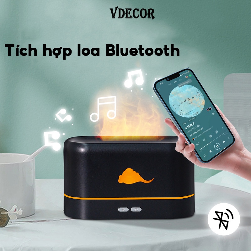Máy khuếch tán tinh dầu Vdecor Đám mây mô phỏng ngọn lửa 260ml trang trí bàn làm việc