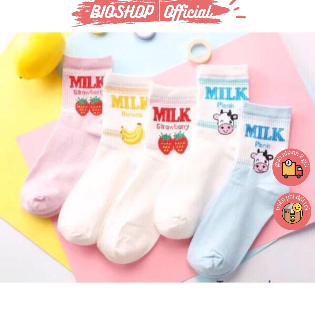 tất cổ cao Milk dễ thương, vỡ nữ cổ cao milk phong cách Hàn quốc BIO SHOP