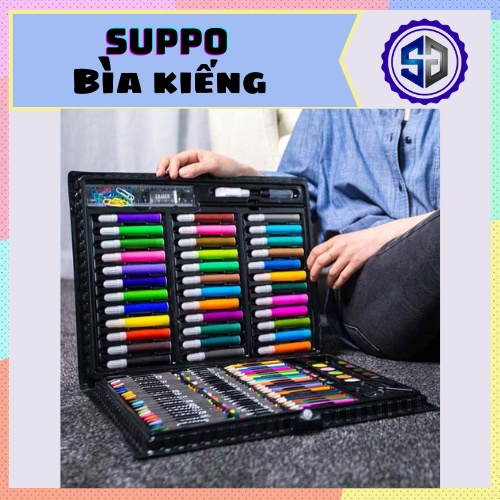 Hộp Màu Vẽ 150 Chi Tiết Dành Cho Các Bé Yêu Nghệ Thuật. Một Bộ Gồm Sáp Khô, Bút Vẽ, Bút Chì, Kéo.