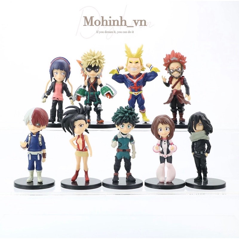 Bộ sưu tập 9 Mô hình Chibi Học viện siêu anh hùng Todoroki Shoto , Yaoyorozu Momo- My Hero Academia