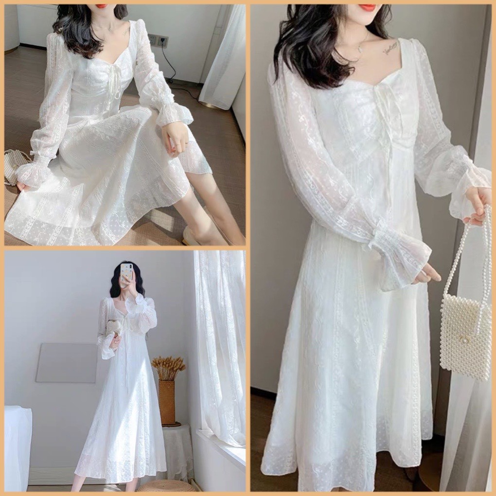 Đầm xoè Midi Ren thêu nổi tay bo tuyệt đẹp HÀNG CAO CẤP tại Xưởng may thời trang VADA - Đ31 | BigBuy360 - bigbuy360.vn