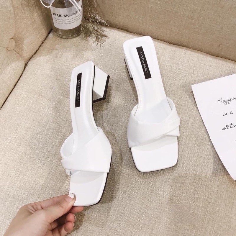Guốc nữ quai vát gót vuông 3cm cực dễ đi L211