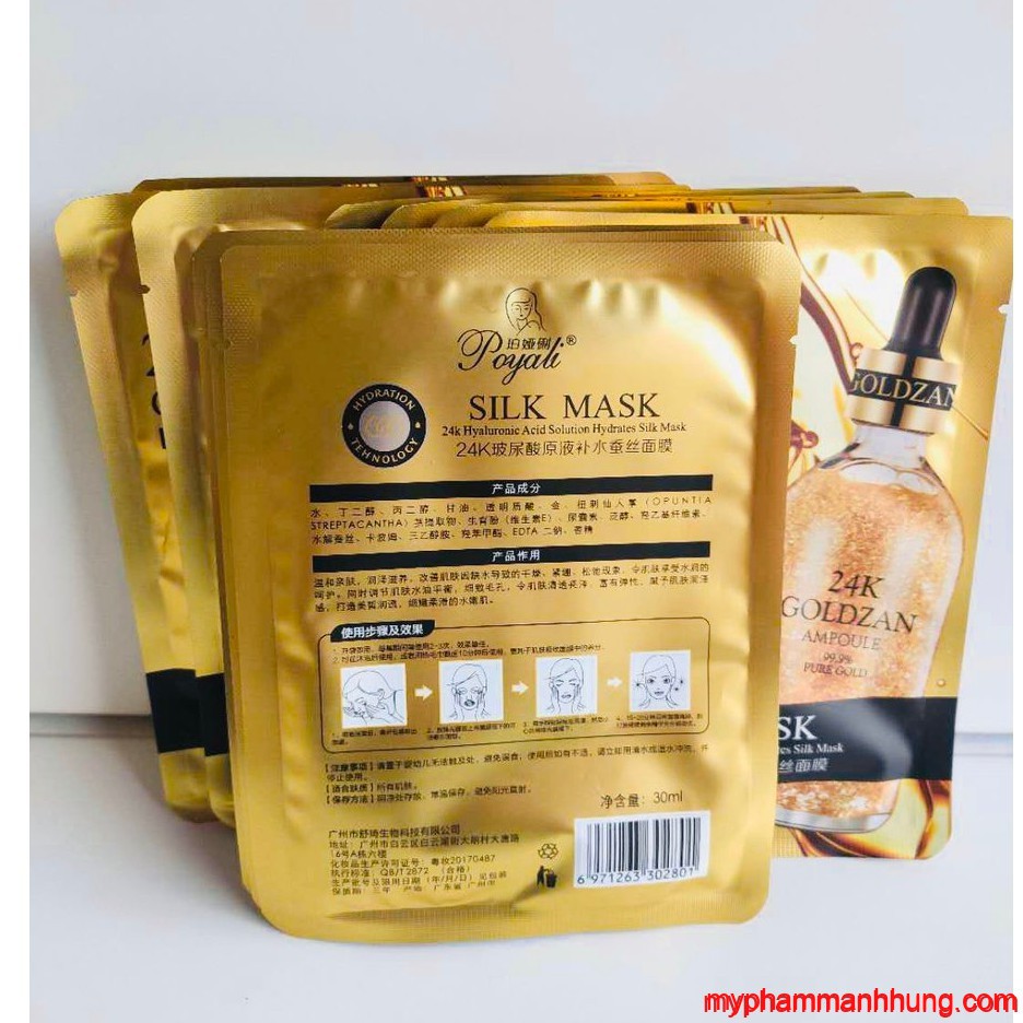 Hộp Mặt Nạ Lụa 24k Goldzan Silk Mask Chính Hãng Hàn Quốc (hộp 10 miếng)