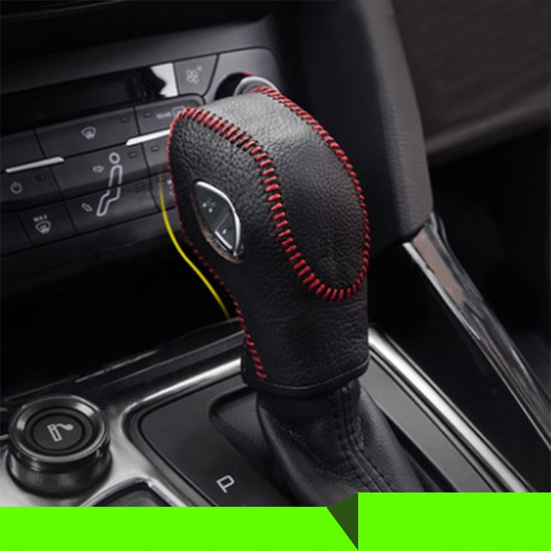 Vỏ Bọc Cần Số Xe Hơi Bằng Da Thật Màu Đen / Đỏ Stitches Dành Cho Ford Ecosport Fiesta Focus AT