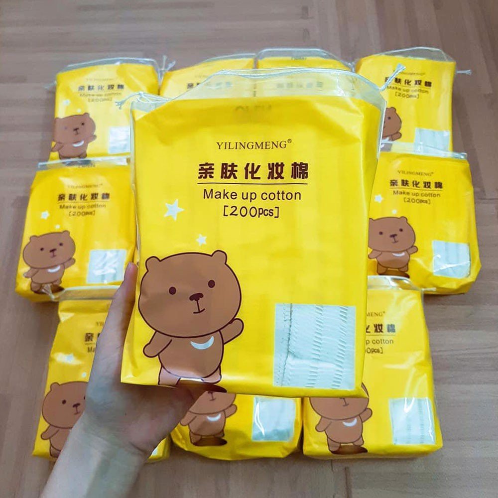 Bông Tẩy Trang Yilingmeng Line Friend Gấu Thỏ Vịt Make Up Cotton 200 Miếng Hàn Quốc Chính Hãng - LAI'S STORE