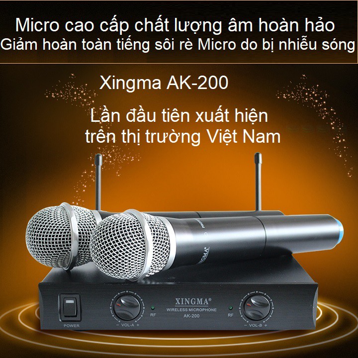 Bộ sản phẩm gồm 2 Micro không dây lọc nhiễu cao cấp Xingma AK 200 - Micro không dây chất lượng hàng đầu Xingma AK-200