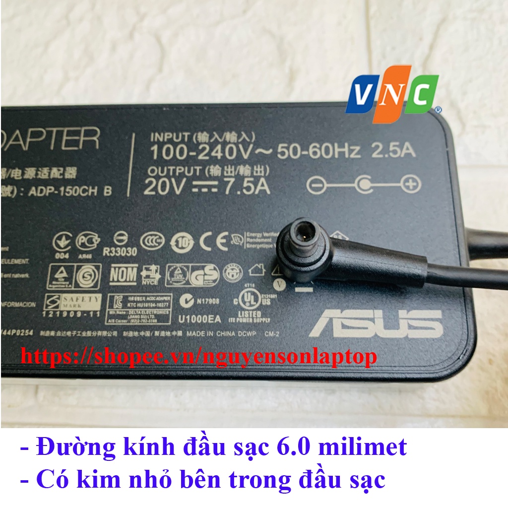 ⚡️[Sạc zin] Sạc Laptop Asus 20V - 7.5A (150W) Chân kim 6.0*3.7mm Asus Rog G531GT G731GT