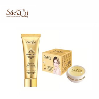 Combo Kem trắng da giữ ẩm chống nắng Sắc Tiên Today 8g - 18g - 25g - 30g  và Sữa rữa mặt Sắc Tiên Today 100ml