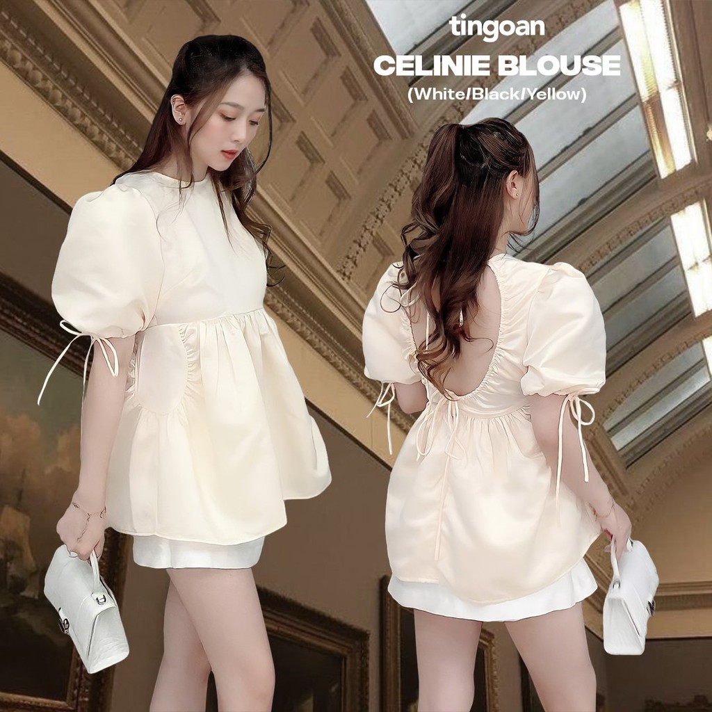 Áo babydoll tafta khoét lưng vàng tingoan CELINIE BLOUSE/YL