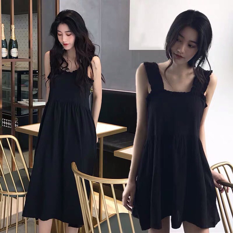 {Order bigsize,M-4xl}Váy 2 dây bản lớn xinh xắn basic