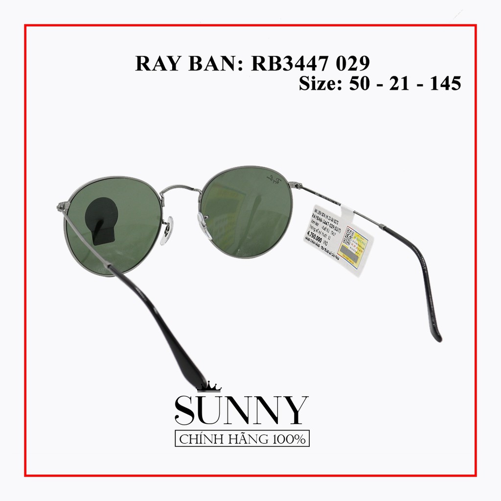 RB3447 029 - Kính mát thời trang Rayban chính hãng , bảo hành toàn quốc, thiết kế dễ đeo bảo vệ mắt