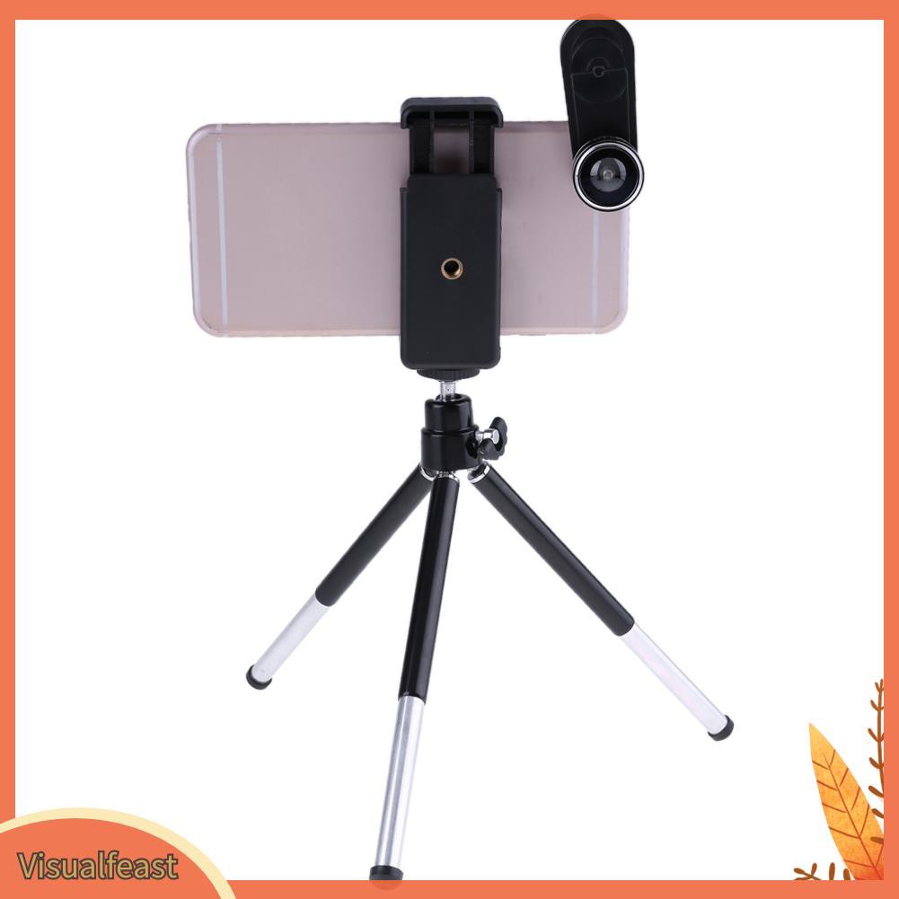 <卍>Portable Metal 5 in 1 Smart Phone Camera Holder Bracket Tripod Lens Kit-177616