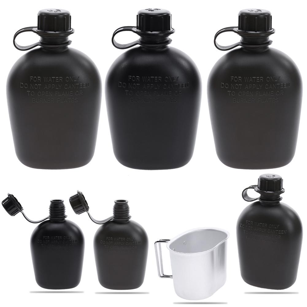 Heavy Cover Army Water Bottle Aluminum Cooking Cup US 1L Military Canteen Camping Hiking Survival