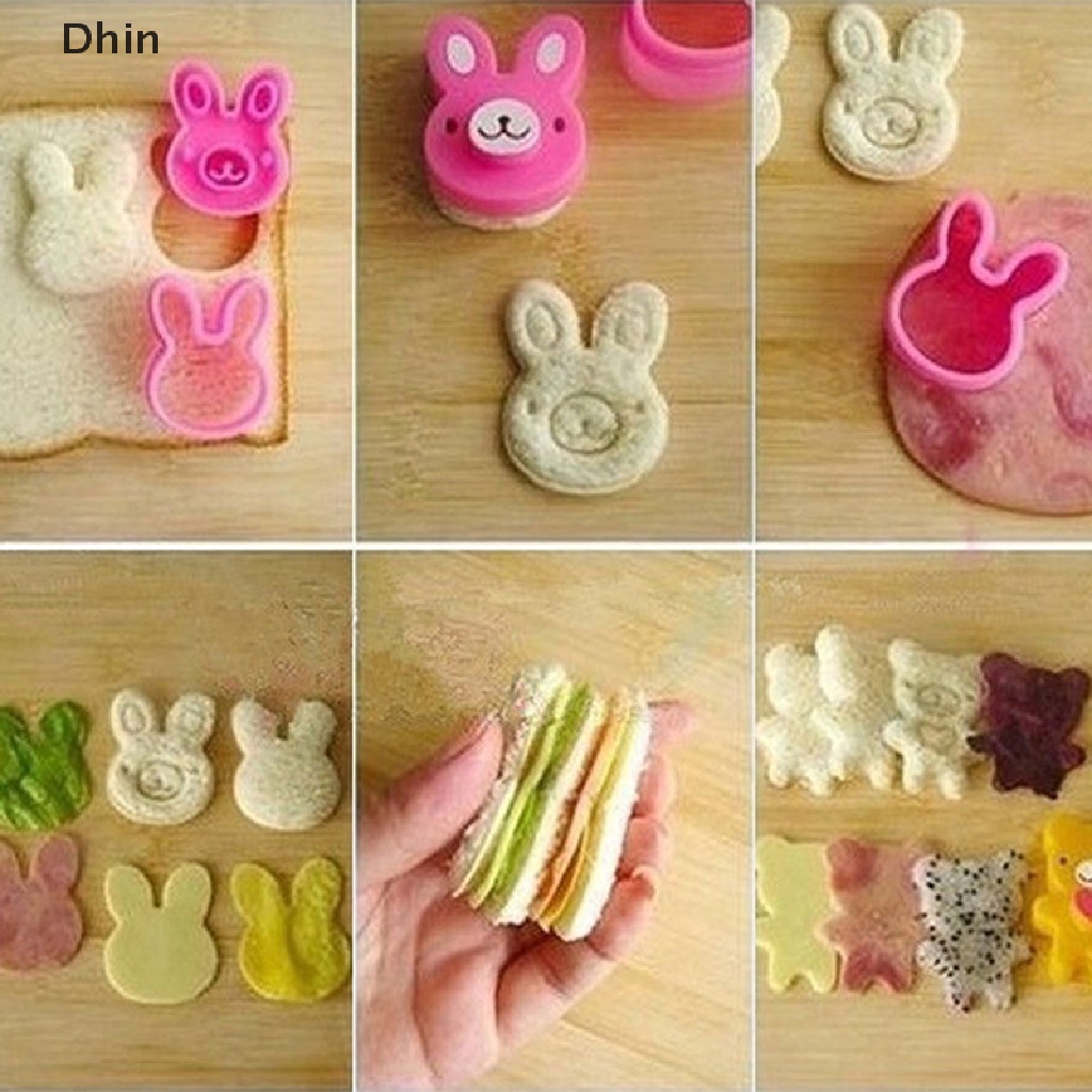 Bộ 3 Khuôn Cắt Bánh Sandwich Hình Thỏ / Gấu Trúc / Hoa Xinh Xắn Tiện Dụng