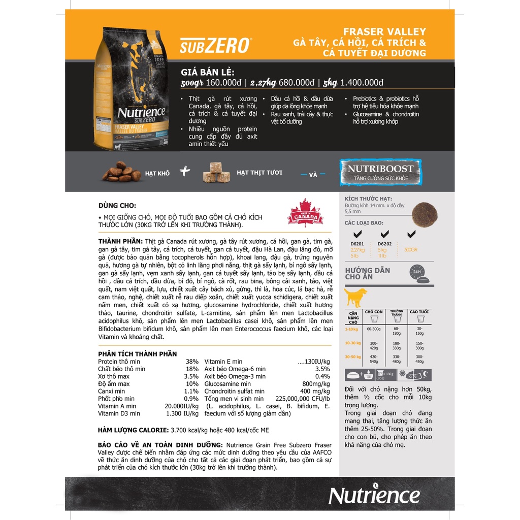 Thức Ăn Hạt Cho Chó Poodle - Mượt Lông Nutrience Subzero Bao 2,27kg - 4 Loại Thịt (Gà Tây, Cá Hồi,...) Rau Củ, Trái Cây