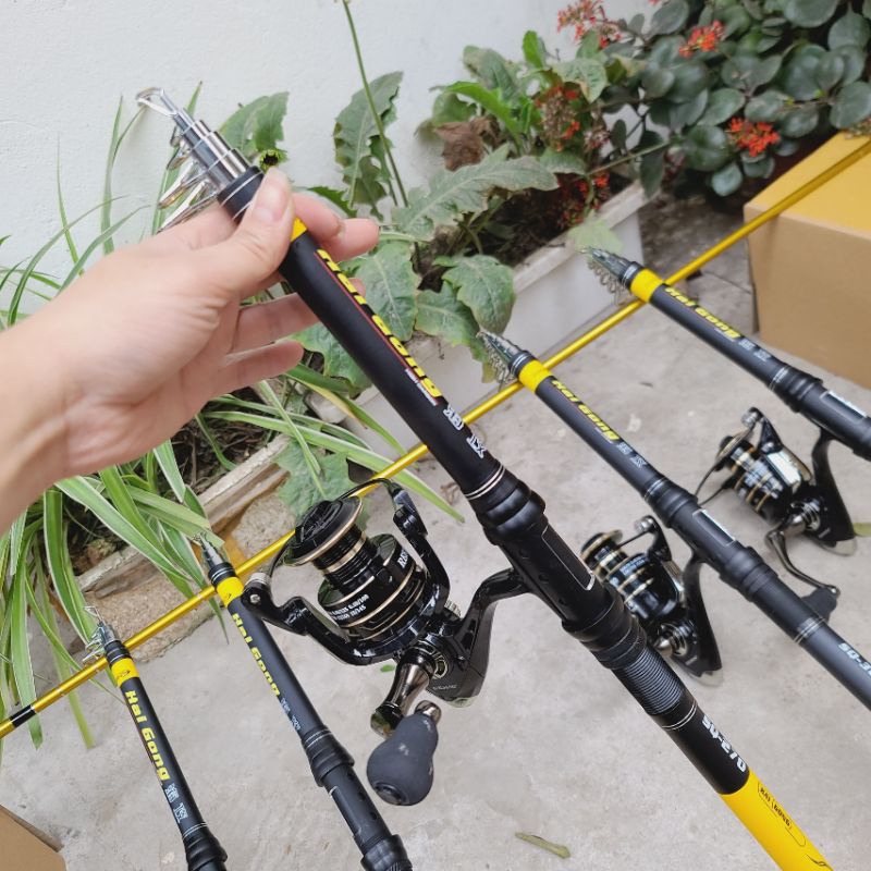 Bộ cần rút Hai Gong và máy ReelSking AE7000 chuyên lancer bạo lực, lục đầu cần. tải tĩnh và tải cá lớn