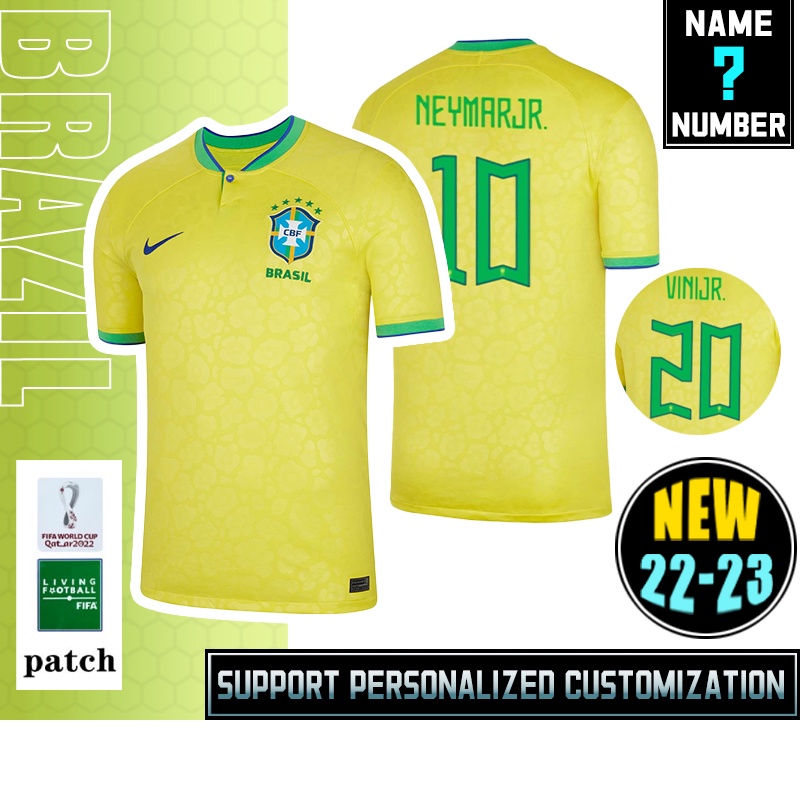Áo Thun Số 22-23 Đội Tuyển Đá Banh Sân Nhà Brazil Size s-4xl