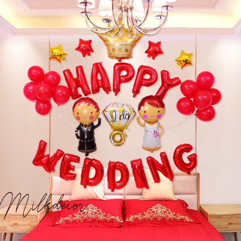 Bộ bóng bay trang trí phòng cưới hot trend 2022 đơn giản H09