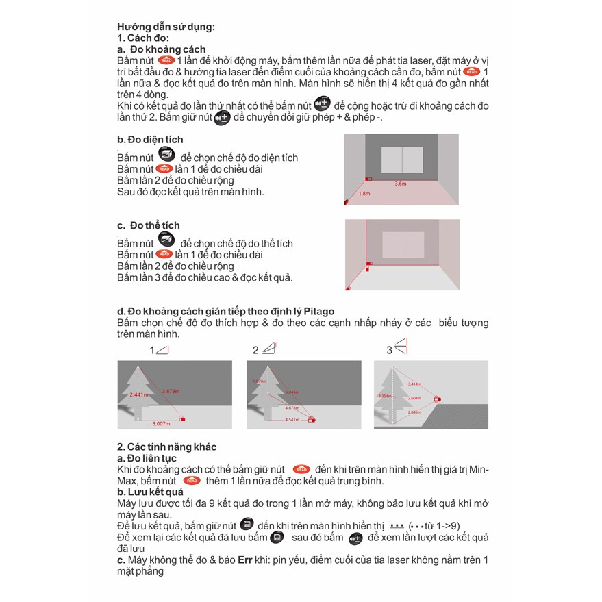 Thước đo khoảng cách bằng tia laser SNDWAY M100