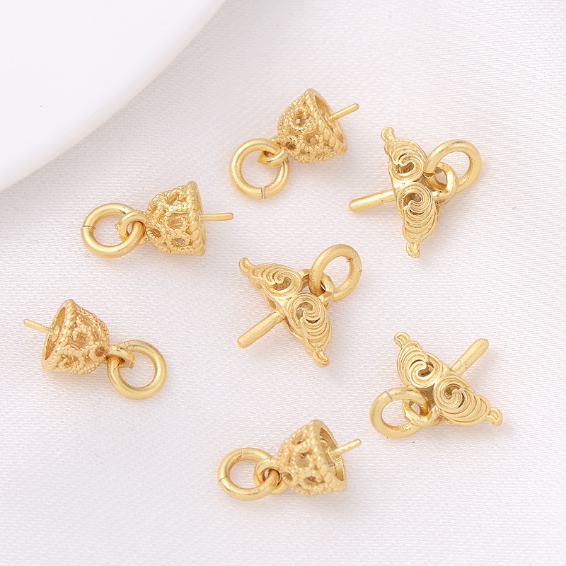 Nút Cài Nửa Lỗ Bằng Đồng Mạ Vàng 18K Dùng Làm Mặt Dây Chuyền Thủ Công diy