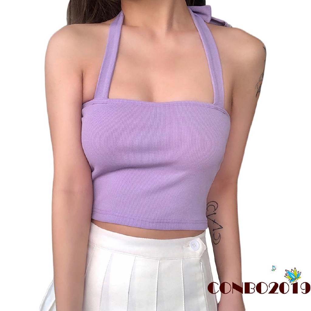 Áo Croptop Sát Nách Hở Lưng Quyến Rũ Cho Nữ