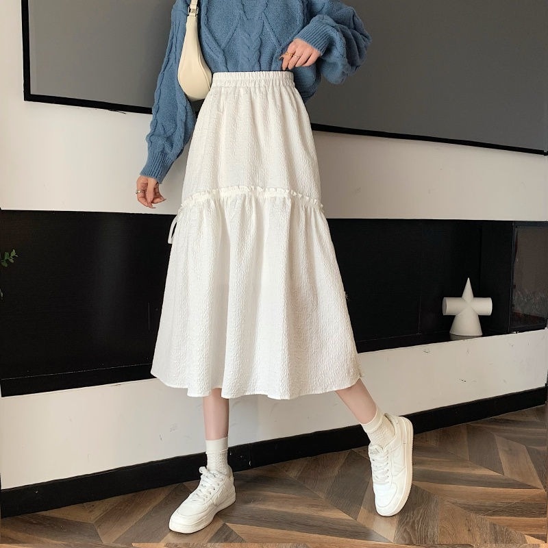 Chân váy chữ A lưng cao thời trang thu đông cho nữ
