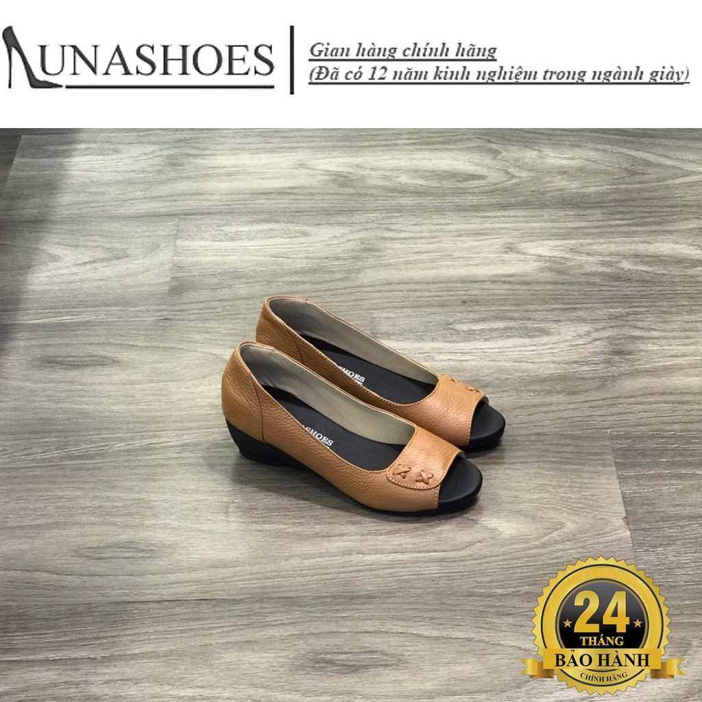 Giày đế xuồng búp bê nữ 3p da bò mềm êm chân Lunashoes (25808) hở mũi da thật cao cấp dễ đi kiểu Hàn quốc nhiều màu