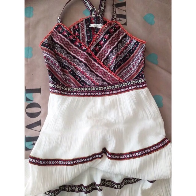 (Sẵn)Đầm Boho Hai Dây Vintage, Hoạ Tiết Thổ Cẩm + Áo Choàng Voan Nhẹ Nhàng, Đồ đi Biển ( Kèm Ảnh Thật )