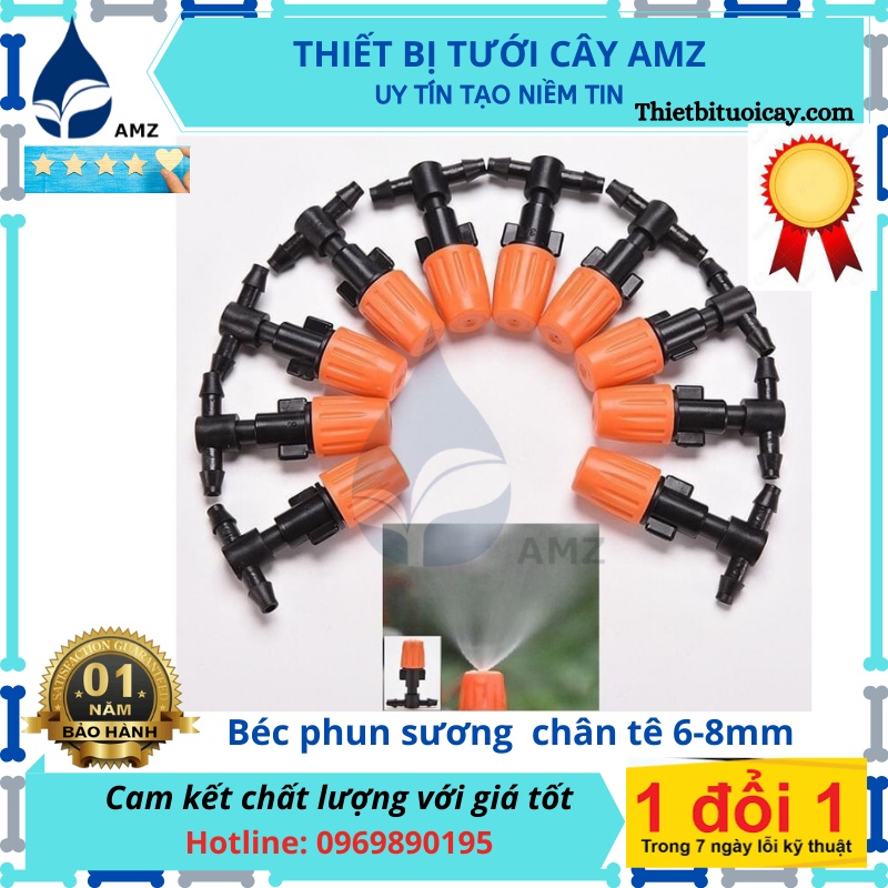 Combo 10 béc phun sương 1 hướng màu cam chân tê