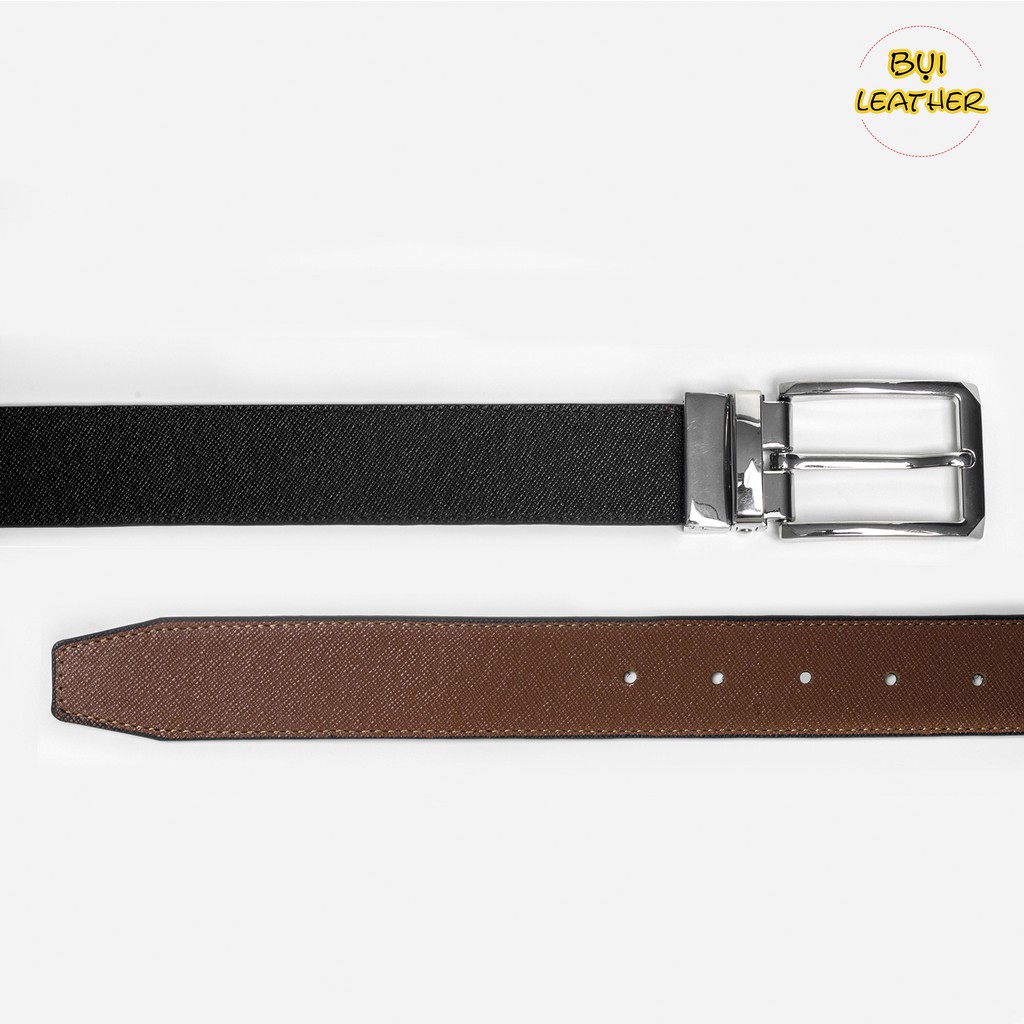 Thắt lưng da nam Bụi Leather L109 da Saffiano cao cấp-khóa cài xoay dùng được cả 2 mặt dây