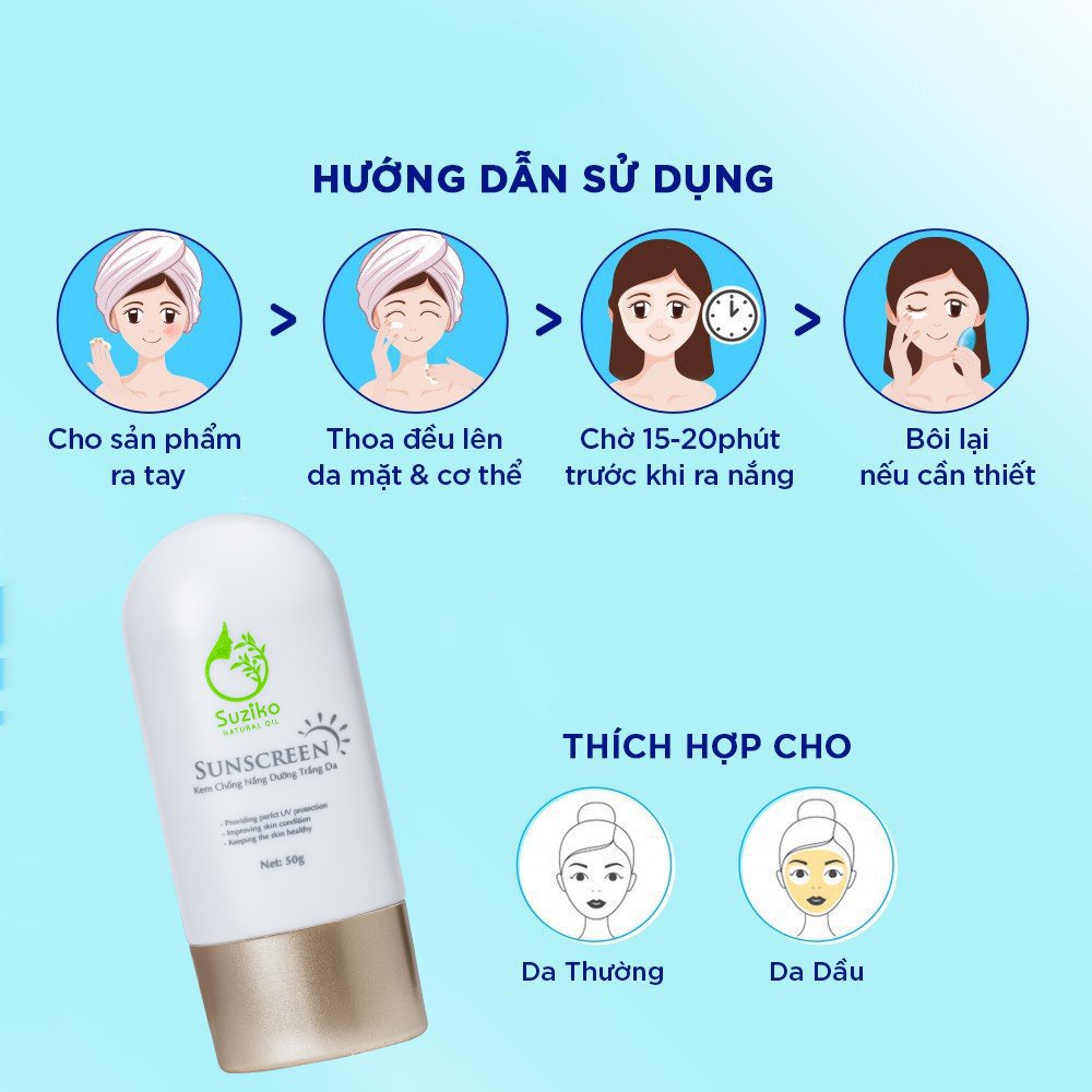 Kem chống nắng dưỡng da dưỡng trắng SUZIKO - Sunscreen| 50g