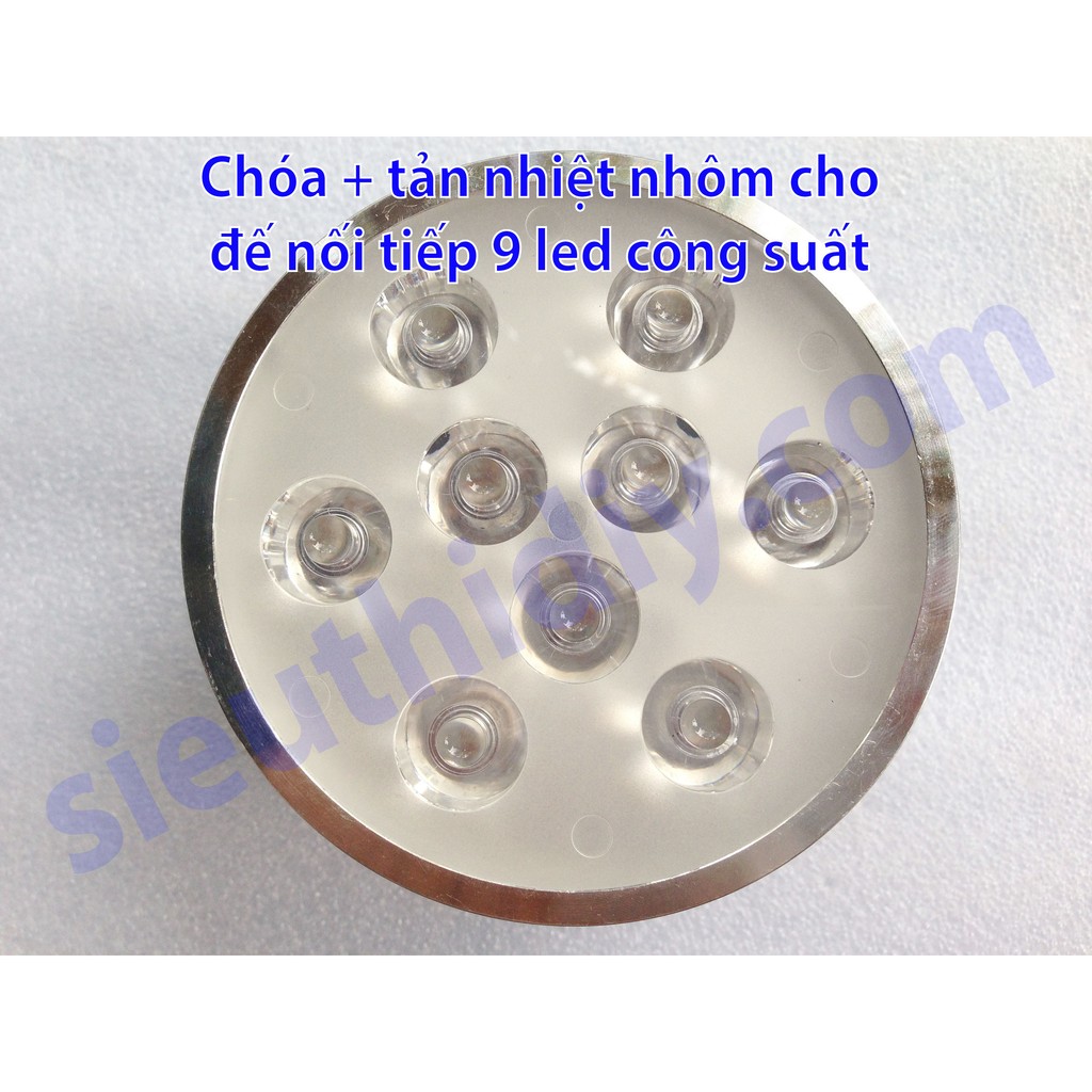 Bộ chóa và tản nhiệt nhôm, đế nhôm led âm trần, hồng ngoại 9 bóng