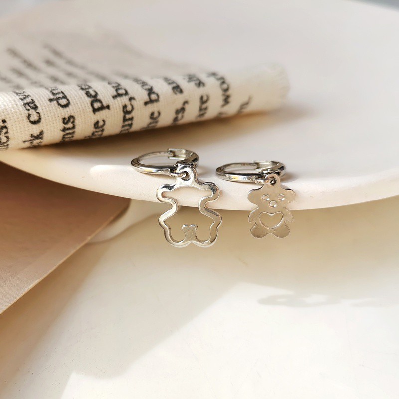 Khuyên Tai Kim Loại Hình Gấu Dễ Thương Sáng Tạo