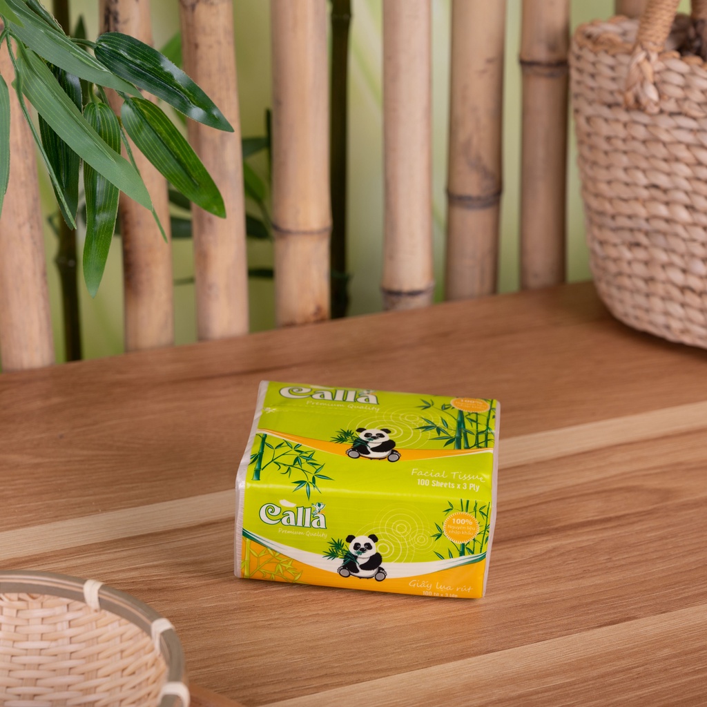 Giấy rút Tre Calla 3 lớp 100 tờ khổ 10cm mềm mịn, không tẩy trắng, nguyên liệu Indonesia