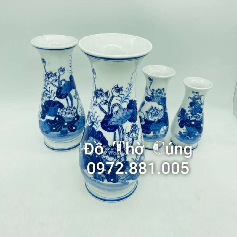 Lọ cắm hoa vẽ Sen men Lam dáng huệ