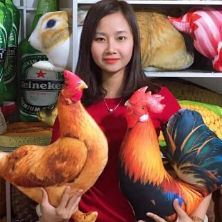 Gối ôm 3d gà mái và trống size 50cm