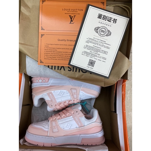 Giày LV Trắng Xanh, Trắng Hồng  m bản cao cấp,Giày thể thao nam nữ giày louis vuitton l❤️