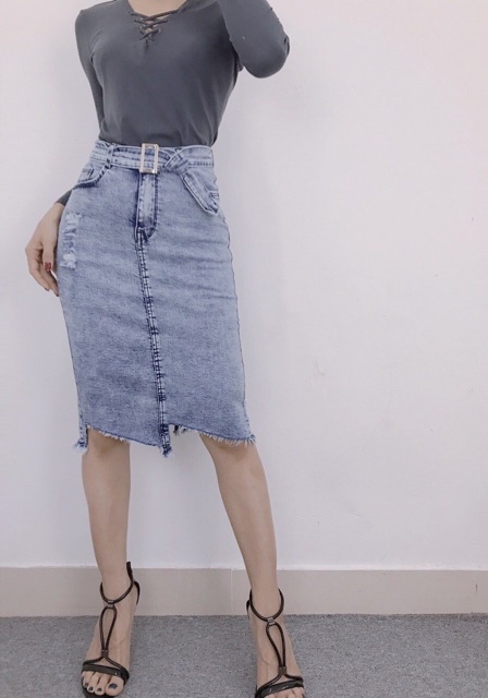 [Mã FASHIONT4WA2 giảm 10K đơn 50K] CHÂN VÁY JEAN BÚT CHÌ 2364 | BigBuy360 - bigbuy360.vn