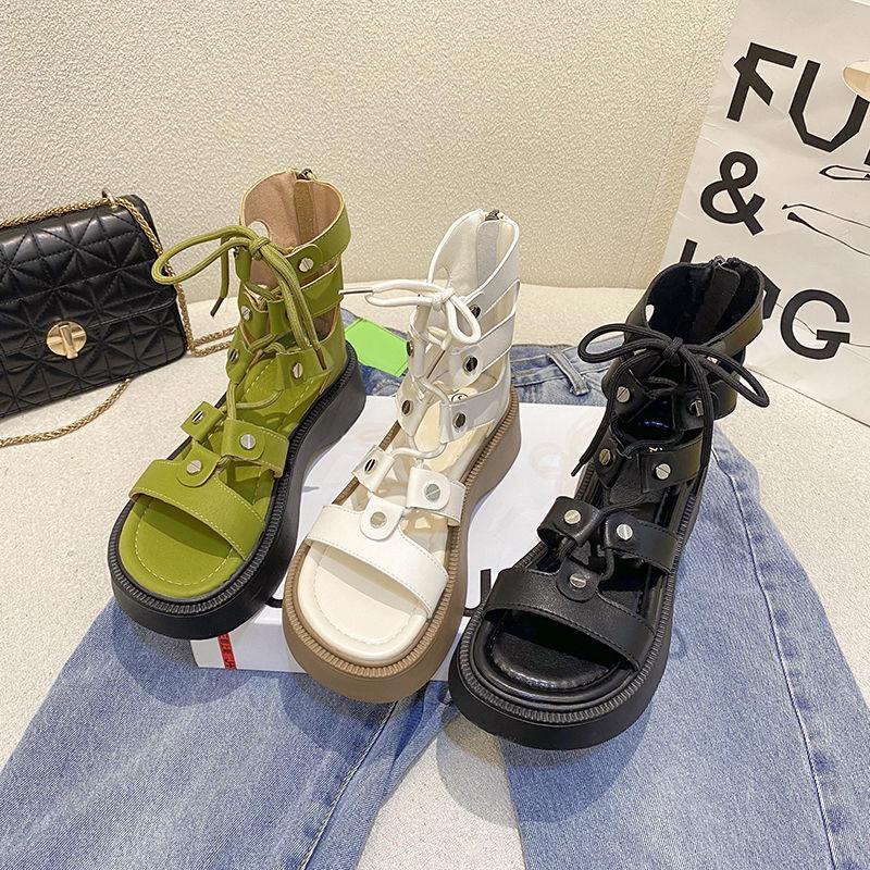 Giày Sandal Đế Dày Đan Dây Phong Cách La Mã Thời Trang Mùa Hè Hàng Mới 2022 Dành Cho Bạn Nữ